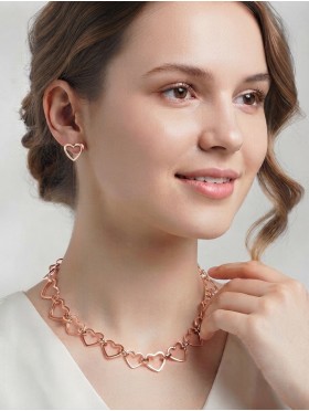 Heart Link Necklace & Earring Set (NC1236 + ER1236)